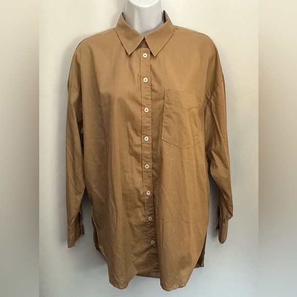 $98 MAEVE BY ANTHROPOLOGIE The Bennet Oversized Shirt Sz S Long Sleeve Hi-Low - Picture 7 of 16